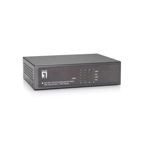 LevelOne FEP-0812 netwerk-switch Fast Ethernet (10/100) Power over Ethernet (PoE) Zwart (FEP-0812)