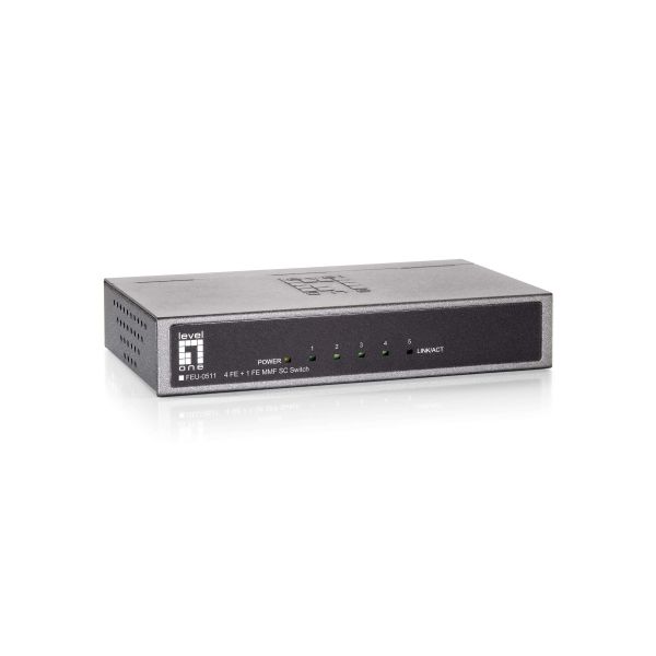 LevelOne FEU-0511 netwerk-switch Fast Ethernet (10/100) Zwart, Grijs (FEU-0511)