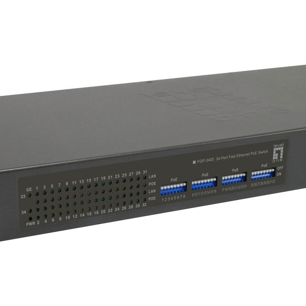 LevelOne FGP-3400W380 netwerk-switch Unmanaged Fast Ethernet (10/100) Power over Ethernet (PoE) Zwart (FGP-3400W380)