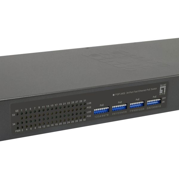 LevelOne FGP-3400W630 netwerk-switch Unmanaged Fast Ethernet (10/100) Power over Ethernet (PoE) Zwart (FGP-3400W630)