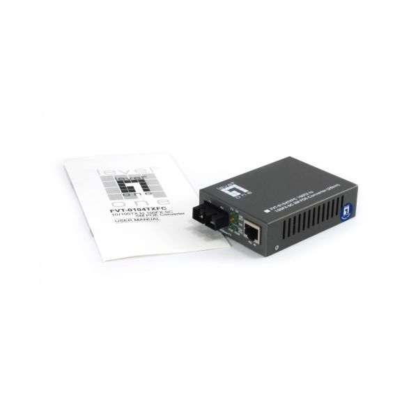 LevelOne FVT-0104TXFC netwerk media converter 100 Mbit/s Single-mode Zwart (FVT-0104TXFC)