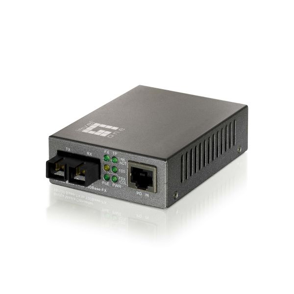 LevelOne FVT-0104TXFC netwerk media converter 100 Mbit/s Single-mode Zwart (FVT-0104TXFC)