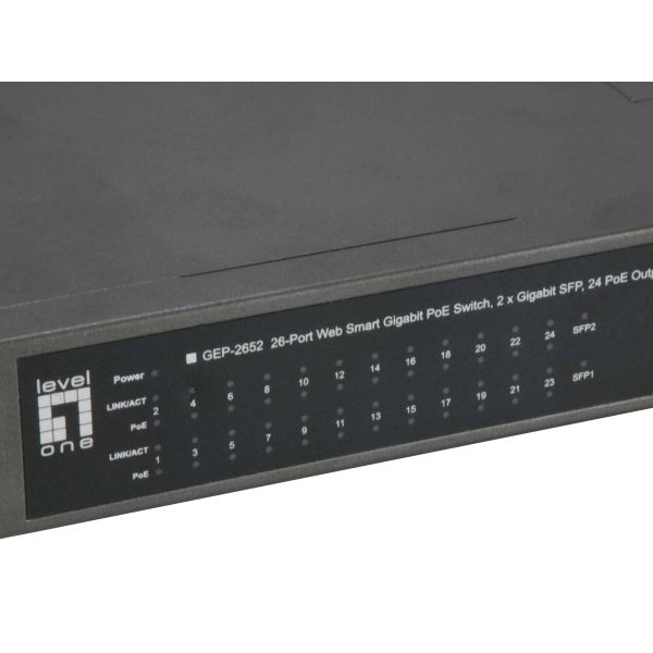 LevelOne GEP-2652 Managed L2 Gigabit Ethernet (10/100/1000) Power over Ethernet (PoE) Grijs (GEP-2652)