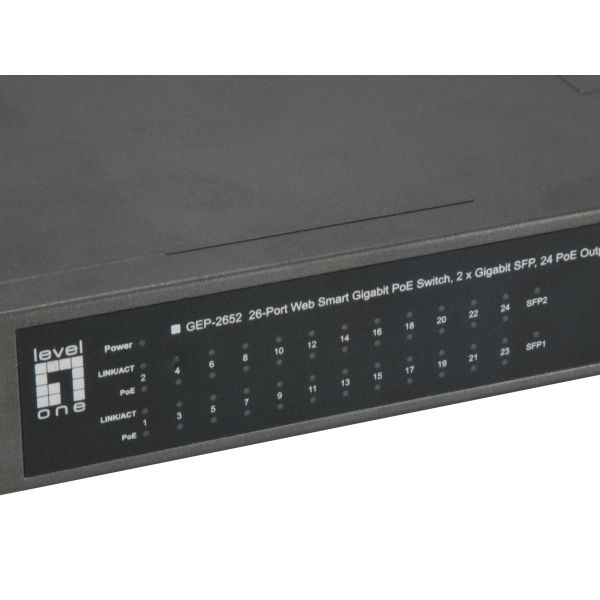 LevelOne GEP-2652 Managed L2 Gigabit Ethernet (10/100/1000) Power over Ethernet (PoE) Grijs (GEP-2652)