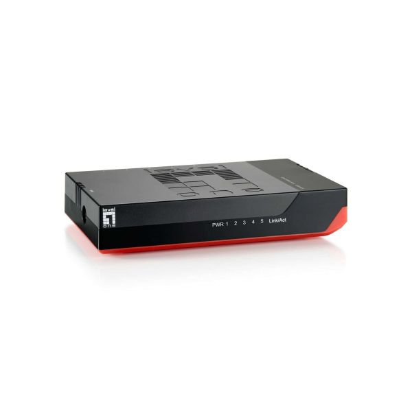 LevelOne GSW-0507 netwerk-switch Unmanaged Gigabit Ethernet (10/100/1000) Zwart, Rood (GSW-0507)