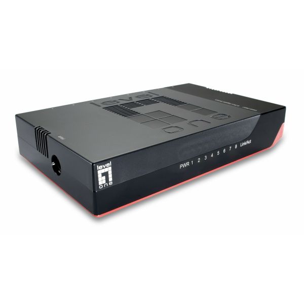 LevelOne GSW-0807 netwerk-switch Unmanaged Gigabit Ethernet (10/100/1000) Zwart, Rood (GSW-0807)