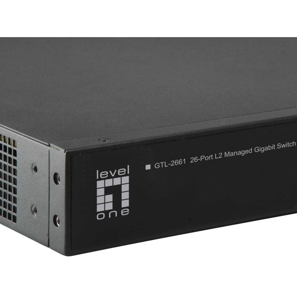 LevelOne GTL-2661 Managed L2 Gigabit Ethernet (10/100/1000) Zwart (GTL-2661)