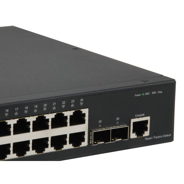 LevelOne GTL-2661 Managed L2 Gigabit Ethernet (10/100/1000) Zwart (GTL-2661)