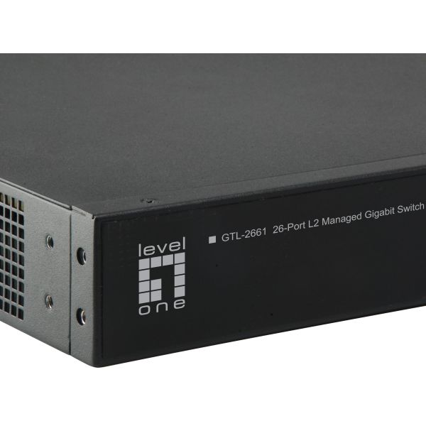 LevelOne GTL-2661 Managed L2 Gigabit Ethernet (10/100/1000) Zwart (GTL-2661)
