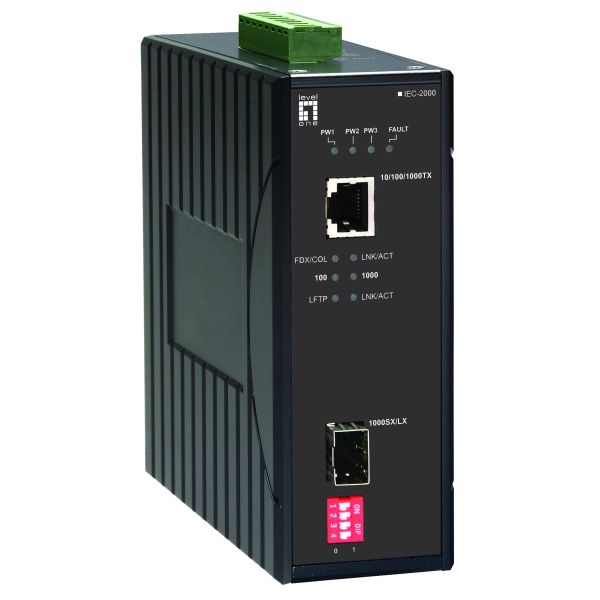 LevelOne IEC-2000 netwerk media converter 1000 Mbit/s Zwart (IEC-2000)