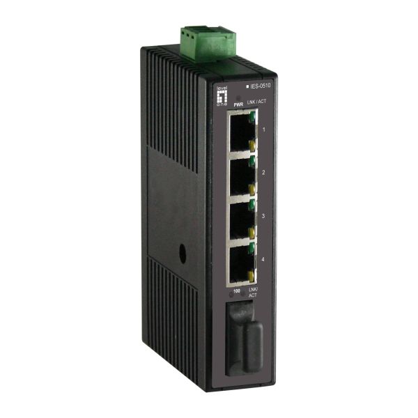 LevelOne IES-0510 netwerk-switch Unmanaged Fast Ethernet (10/100) Zwart (IES-0510)