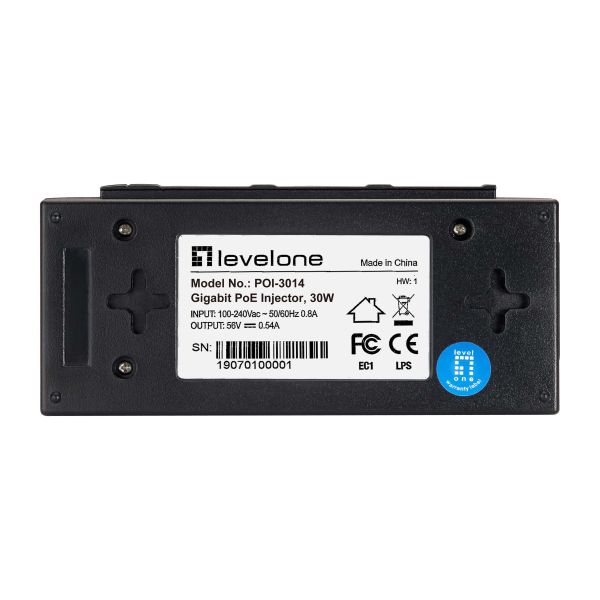 LevelOne POI-3014 PoE adapter & injector Fast Ethernet, Gigabit Ethernet 52 V (POI-3014)