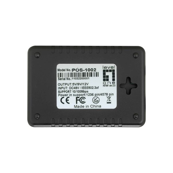 LevelOne POS-1002 network splitter Zwart Power over Ethernet (PoE) (POS-1002)