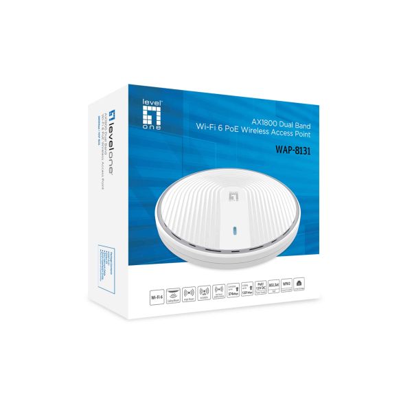LevelOne WAP-8131 draadloos toegangspunt (WAP) 1800 Mbit/s Wit Power over Ethernet (PoE) (WAP-8131)