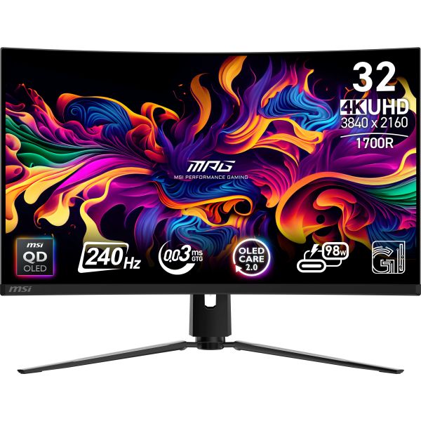 MSI MPG 321CURX QD-OLED computer monitor 80 cm (31.5") 3840 x 2160 Pixels 4K Ultra HD Zwart (9S6-3DD64T-001)