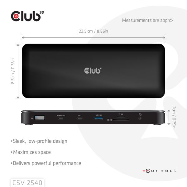 CLUB3D Club 3D 14-in-1 USB-C® Quad Display Dockingstation – 4 Schermen & 100W Snelladen (CSV-2540)