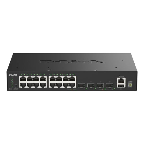 D-Link DGS-1530-20/E netwerk-switch Managed L2 Gigabit Ethernet (10/100/1000) Zwart (DGS-1530-20/E)