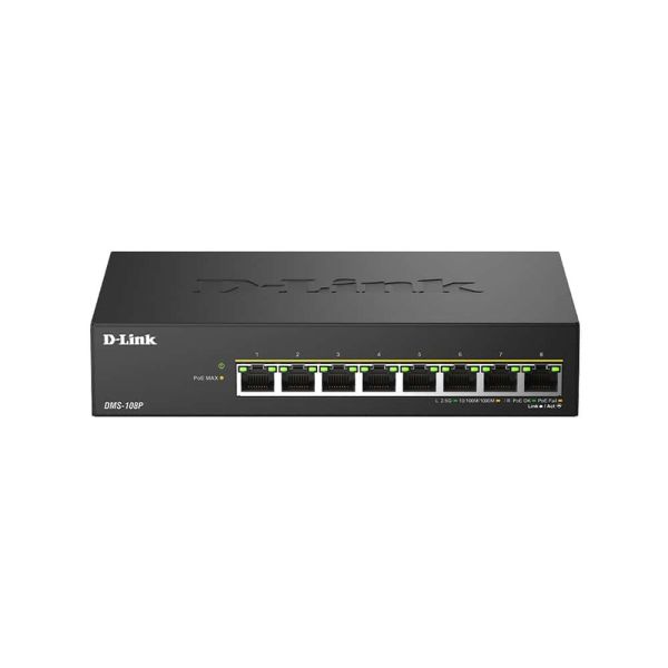 D-Link DMS-108P/E netwerk-switch Unmanaged 2.5G Ethernet (100/1000/2500) Power over Ethernet (PoE) Zwart (DMS-108P/E) D-Link DMS-108P/E netwerk-switch Unmanaged 2.5G Ethernet (100/1000/2500) Power over Ethernet (PoE) Zwart (DMS-108P/E)
