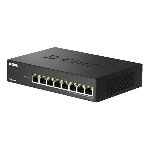 D-Link DMS-108P/E netwerk-switch Unmanaged 2.5G Ethernet (100/1000/2500) Power over Ethernet (PoE) Zwart (DMS-108P/E)