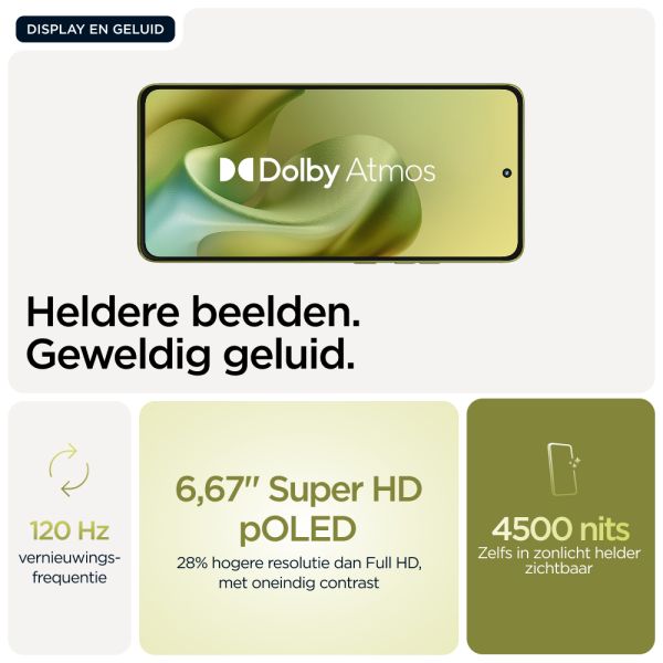 Motorola moto g86 5G 16,9 cm (6.67") Dual SIM Android 15 USB Type-C 8 GB 256 GB 5200 mAh Groen (PB7L0088SE) Motorola moto g86 5G 16,9 cm (6.67") Dual SIM Android 15 USB Type-C 8 GB 256 GB 5200 mAh Groen (PB7L0088SE)