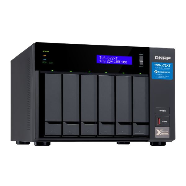 QNAP TVS-672XT NAS Tower Intel® Core™ i3 8 GB DDR4 0 TB QNAP QTS Zwart (TVS-672XT-I3-8G)