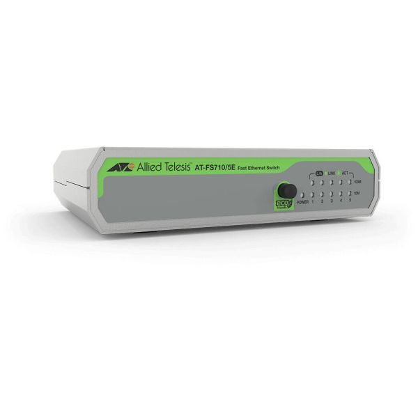Allied Telesis FS710/5E Unmanaged Fast Ethernet (10/100) Groen, Grijs (AT-FS710/5E-60)