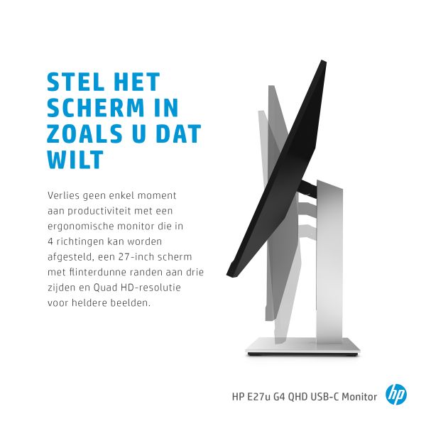 HP E24u G4 computer monitor 60,5 cm (23.8") 1920 x 1080 Pixels Full HD LCD Zwart, Zilver (189T0AA#ABB)