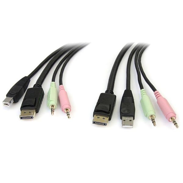 StarTech.com 1,80m 4-in-1 USB DisplayPort KVM-switch Kabel met Audio en Microfoon (DP4N1USB6) StarTech.com 1,80m 4-in-1 USB DisplayPort KVM-switch Kabel met Audio en Microfoon (DP4N1USB6)