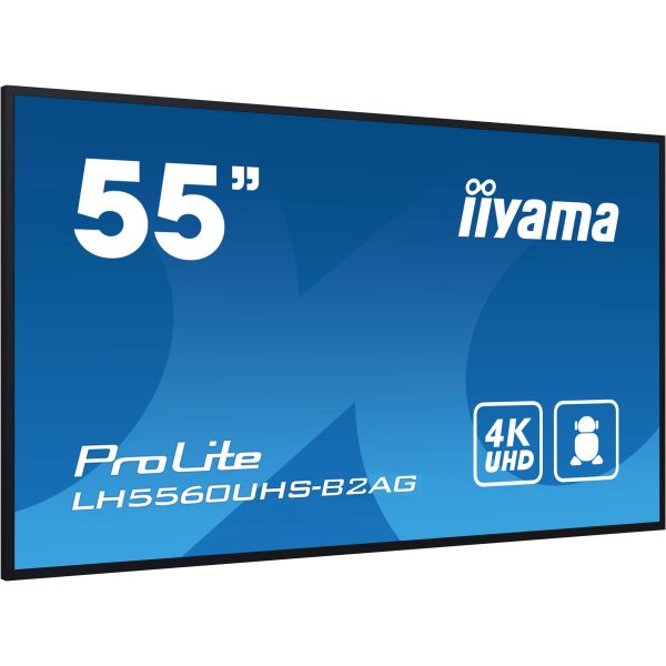 iiyama LH5560UHS-B2AG beeldkrant Digitaal A-kaart 139,7 cm (55") LED Wifi 500 cd/m² 4K Ultra HD Zwart Type processor Android 11 24/7 (LH5560UHS-B2AG)
