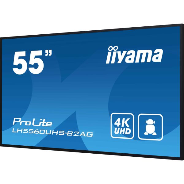 iiyama LH5560UHS-B2AG beeldkrant Digitaal A-kaart 139,7 cm (55") LED Wifi 500 cd/m² 4K Ultra HD Zwart Type processor Android 11 24/7 (LH5560UHS-B2AG)