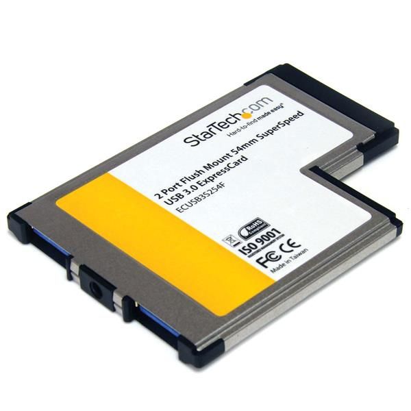 StarTech.com 2-poorts verzonken gemonteerde ExpressCard 54 mm SuperSpeed USB 3.0 kaartadapter met UASP-ondersteuning (ECUSB3S254F) StarTech.com 2-poorts verzonken gemonteerde ExpressCard 54 mm SuperSpeed USB 3.0 kaartadapter met UASP-ondersteuning (ECUSB3S254F)