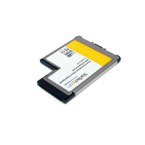 StarTech.com 2-poorts verzonken gemonteerde ExpressCard 54 mm SuperSpeed USB 3.0 kaartadapter met UASP-ondersteuning (ECUSB3S254F)  StarTech.com 2-poorts verzonken gemonteerde ExpressCard 54 mm SuperSpeed USB 3.0 kaartadapter met UASP-ondersteuning (ECUSB3S254F)