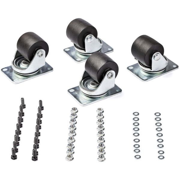 StarTech.com Stevige Zwenkwielen voor Server Racks/Serverkasten/Patchkasten Set van 4 Universele M6 5cm Wielen Vervangings Zwenkwielen (45x75mm) voor 4 Post Racks Staal/Plastic (RKCASTER2)
