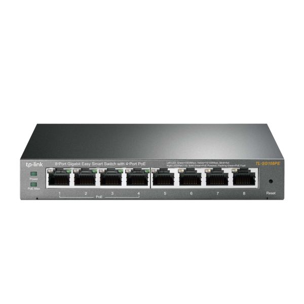 TP-Link TL-SG108PE Managed L2 Gigabit Ethernet (10/100/1000) Power over Ethernet (PoE) Zwart (SG108PE)