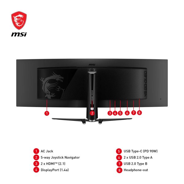 MSI MPG 491CQPDE QD-OLED computer monitor 124,5 cm (49") 5120 x 1440 Pixels DQHD Zwart (9S6-3FA84T-008)
