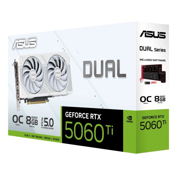ASUS Dual -RTX5060TI-O8G-WHITE NVIDIA GeForce RTX 5060 Ti 8 GB GDDR7 (90YV0MP5-M0NA00)