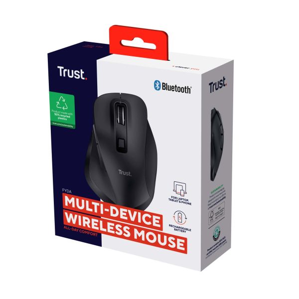 Trust Fyda Draadloze Muis – Multi-device muis – Oplaadbaar – 2400 DPI – Zwart (25708)