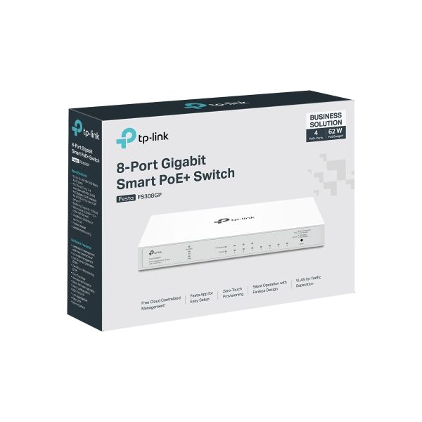 TP-Link FESTA FS308GP netwerk-switch Managed Gigabit Ethernet (10/100/1000) Power over Ethernet (PoE) Wit (FESTA FS308GP)