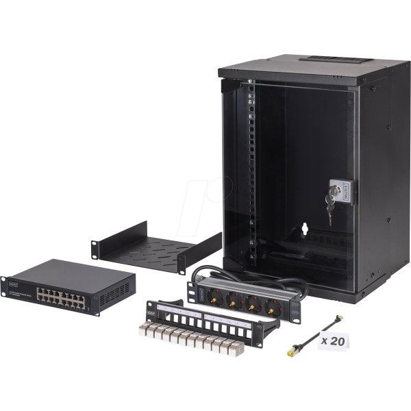 DIGITUS Netzwerk-Set 254 mm (10) - 9HE, 315x300 mm (BxT) sw (DN-49103-SET)