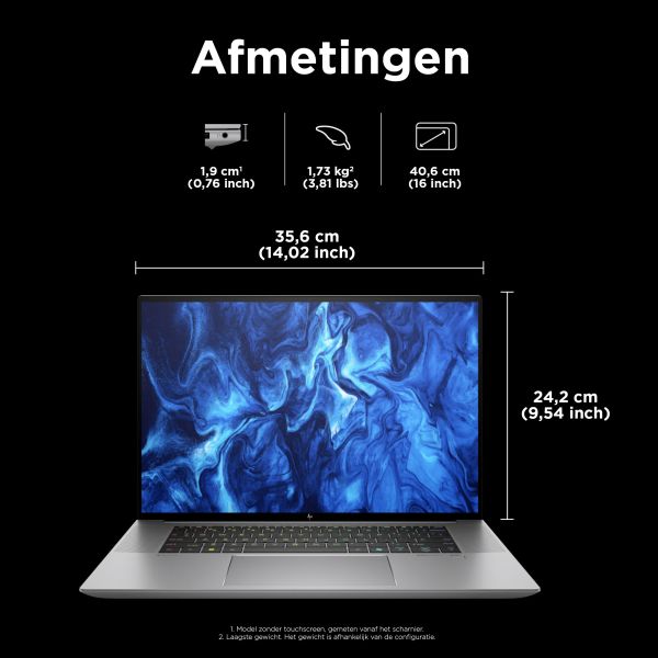 HP ZBook Studio G11 Intel Core Ultra 7 165H Mobiel werkstation 40,6 cm (16") WUXGA 32 GB DDR5-SDRAM 1 TB SSD NVIDIA RTX 2000 Ada Wi-Fi 7 (802.11be) Windows 11 Pro AI PC, AI Workstation Zilver (98L08ET#ABB)