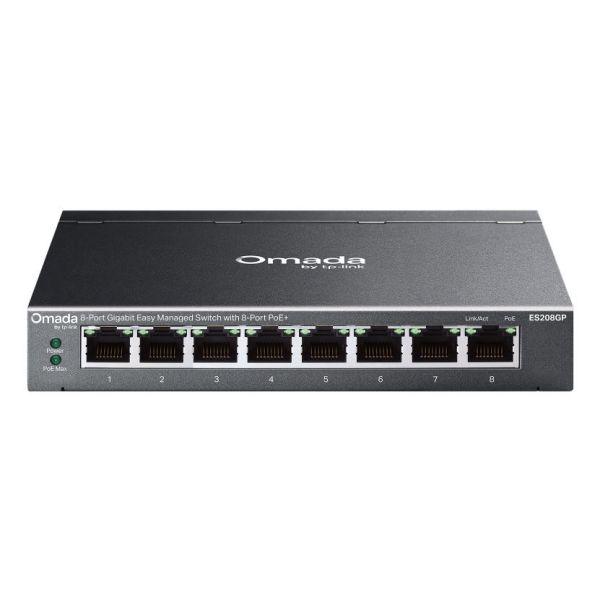 TP-Link Omada ES208GP netwerk-switch Managed L2 Gigabit Ethernet (10/100/1000) Power over Ethernet (PoE) DIN rail Zwart (ES208GP)