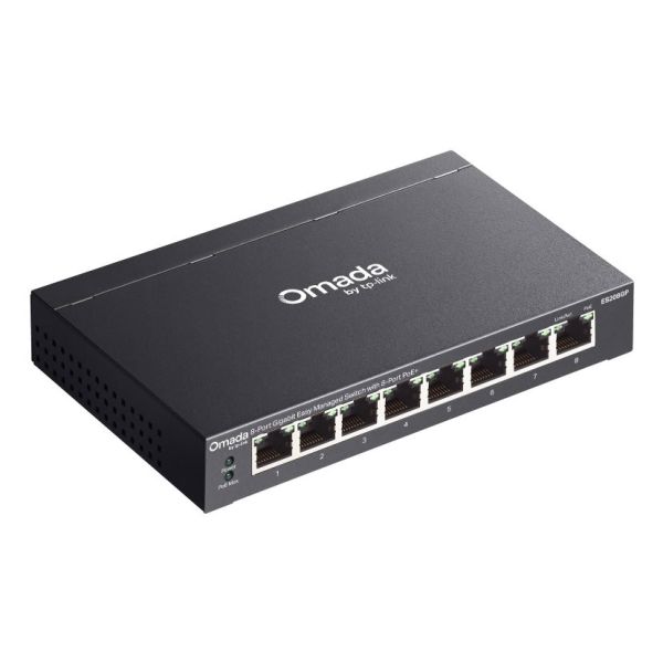 TP-Link Omada ES208GP netwerk-switch Managed L2 Gigabit Ethernet (10/100/1000) Power over Ethernet (PoE) DIN rail Zwart (ES208GP)
