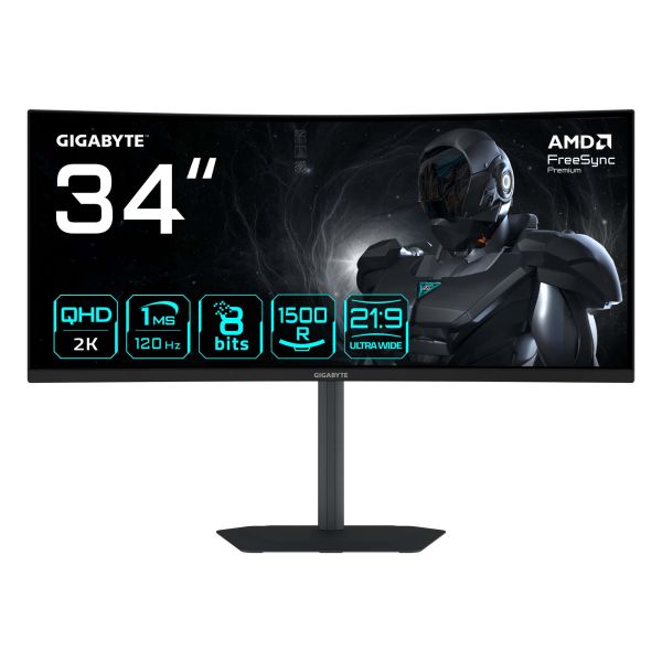 GIGABYTE GS34WQCA computer monitor 86,4 cm (34") 3440 x 1440 Pixels Wide Quad HD LCD Zwart (GS34WQCA) GIGABYTE GS34WQCA computer monitor 86,4 cm (34") 3440 x 1440 Pixels Wide Quad HD LCD Zwart (GS34WQCA)