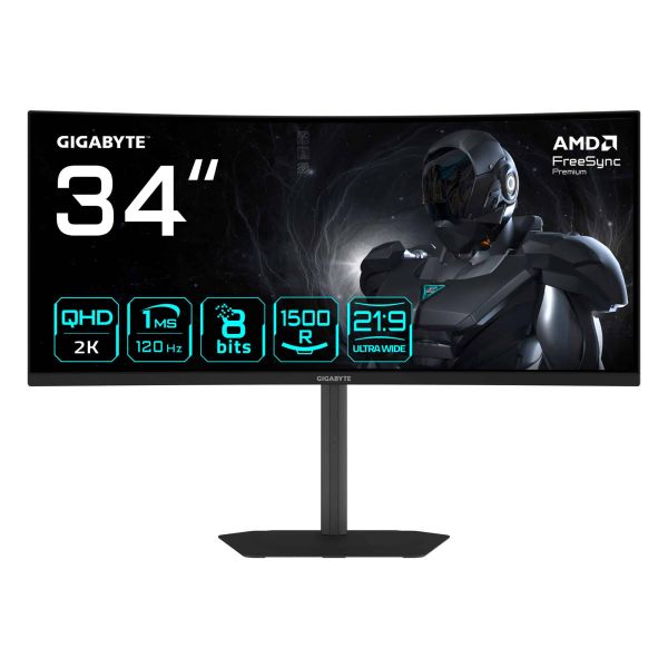 GIGABYTE GS34WQCA computer monitor 86,4 cm (34") 3440 x 1440 Pixels Wide Quad HD LCD Zwart (GS34WQCA)