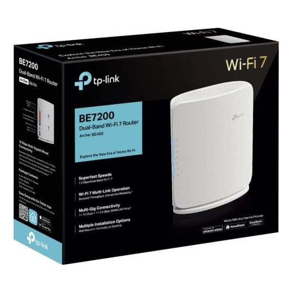 TP-Link Archer BE450 draadloze router Multi-Gigabit Ethernet Dual-band (2.4 GHz / 5 GHz) Wit (ARCHER BE450)