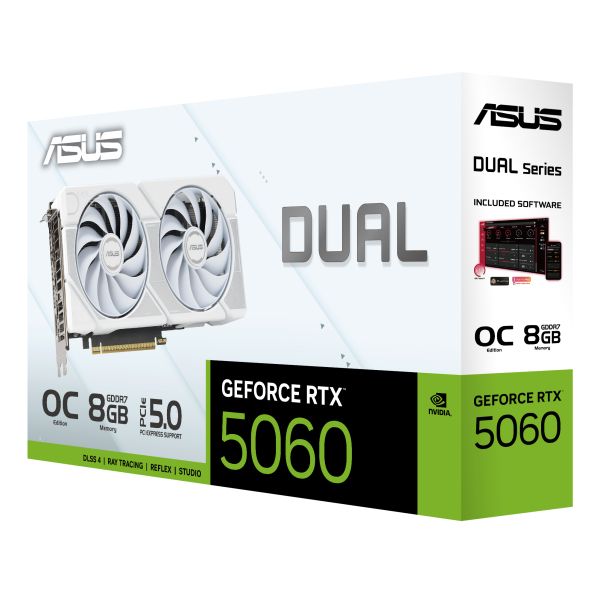 ASUS Dual -RTX5060-O8G-WHITE NVIDIA GeForce RTX 5060 8 GB GDDR7 (90YV0N15-M0NA00)