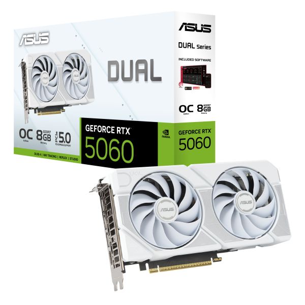 ASUS Dual -RTX5060-O8G-WHITE NVIDIA GeForce RTX 5060 8 GB GDDR7 (90YV0N15-M0NA00)