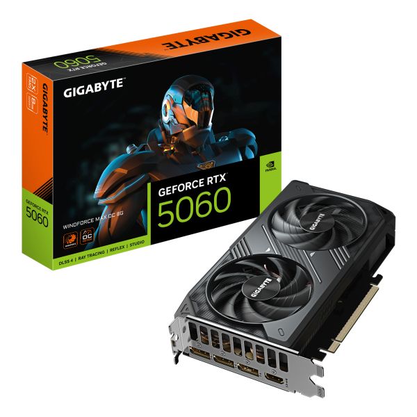 GIGABYTE GeForce RTX 5060 WINDFORCE MAX OC 8G NVIDIA 8 GB GDDR7 (GV-N5060WF2MAX OC-8GD) GIGABYTE GeForce RTX 5060 WINDFORCE MAX OC 8G NVIDIA 8 GB GDDR7 (GV-N5060WF2MAX OC-8GD)
