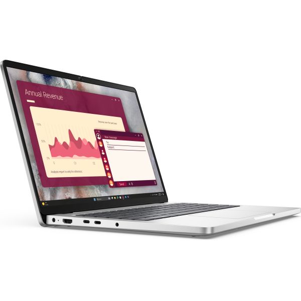 DELL Pro PC14250 Intel Core Ultra 5 235U Laptop 35,6 cm (14") Full HD+ 16 GB DDR5-SDRAM 512 GB SSD Wi-Fi 6E (802.11ax) Windows 11 Pro Duits Platina (FV71D)