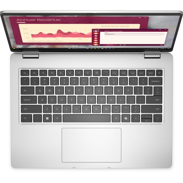 DELL Pro PC14250 Intel Core Ultra 5 235U Laptop 35,6 cm (14") Full HD+ 16 GB DDR5-SDRAM 512 GB SSD Wi-Fi 6E (802.11ax) Windows 11 Pro Duits Platina (FV71D)